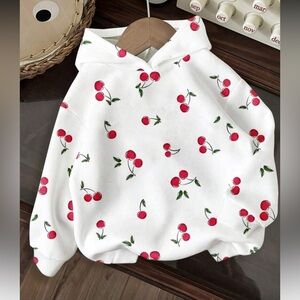 Cherry Print White Hoodie